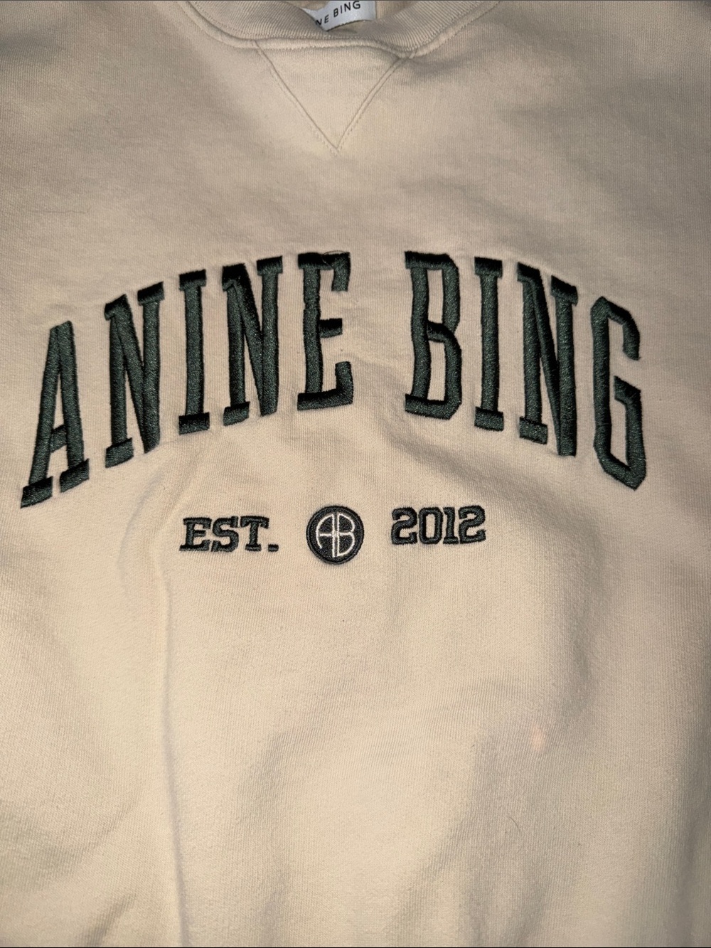 Anine Bing Light Beige Logo Crewneck Sweatshirt - Picture 3 of 4